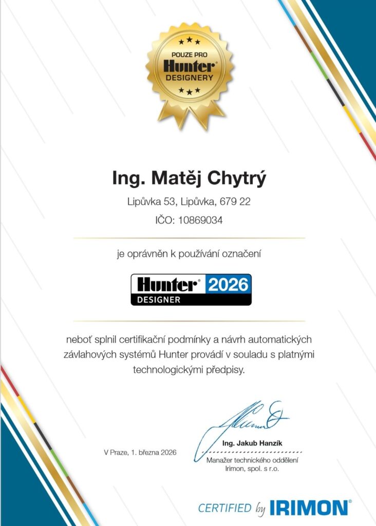 Jsme certifikovaní profesionálové! Získali jsme tituly Hunter Partner a Hunter Designer 2026